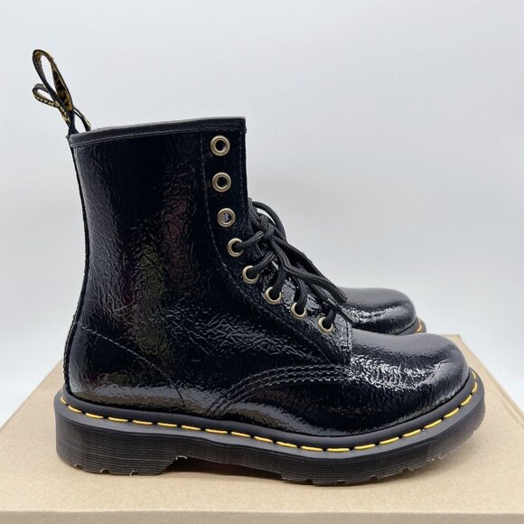 Dr. Martens 1460 8-Eye Lace Up Combat Boots Black Distressed Patent Leather US 6 - Picture 4 of 12